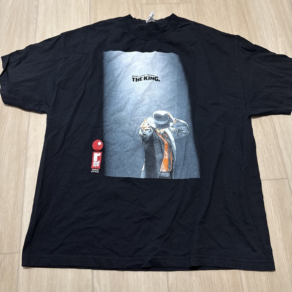 Red Eye Michael Jackson The King Pop Music Portrait Beat It Black T Shirt Sz 2XL